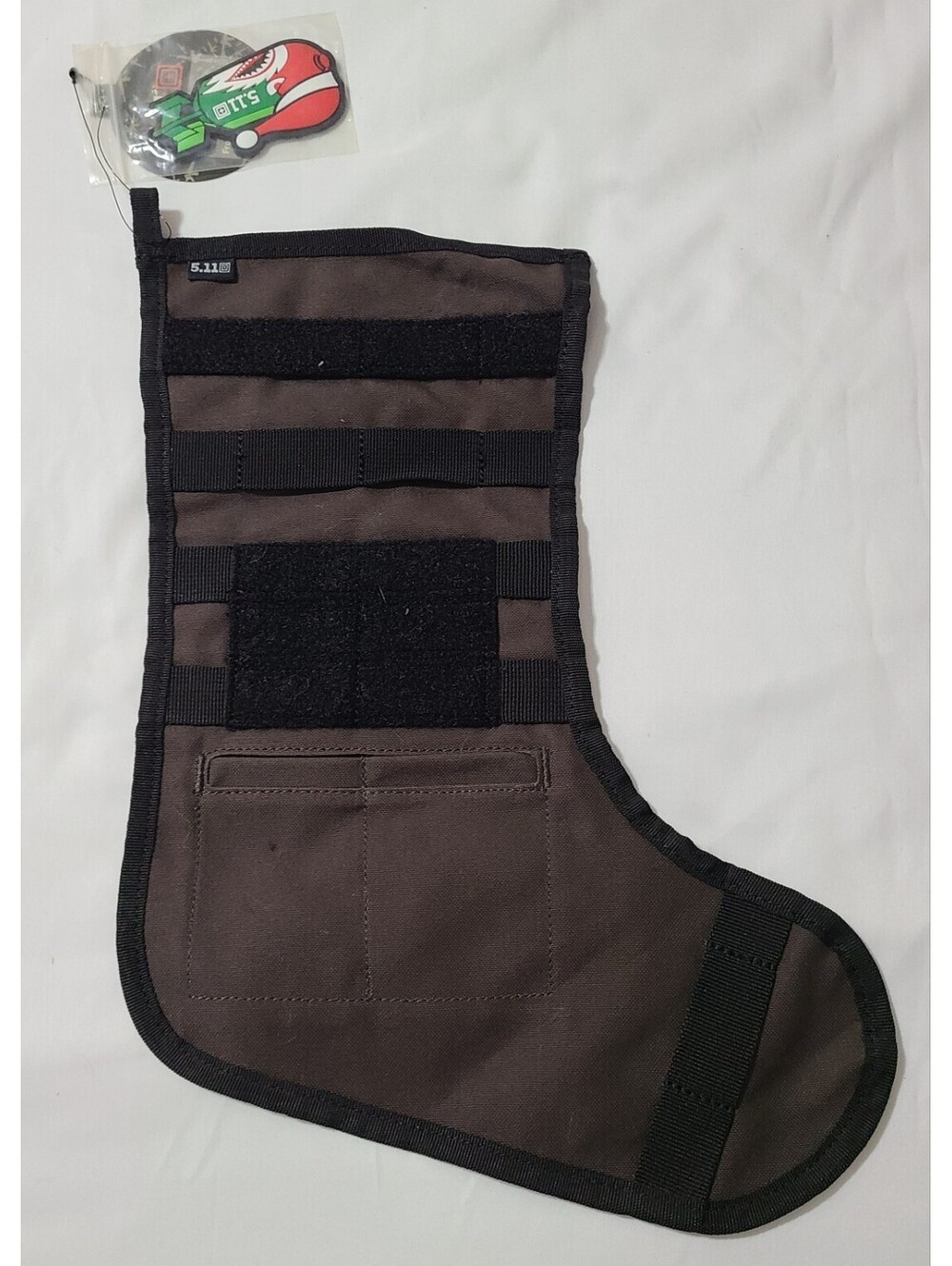 NWT 5.11 Tactical Holiday Stocking Sock Saddle Brown MOLLE Loops Pockets & Patch